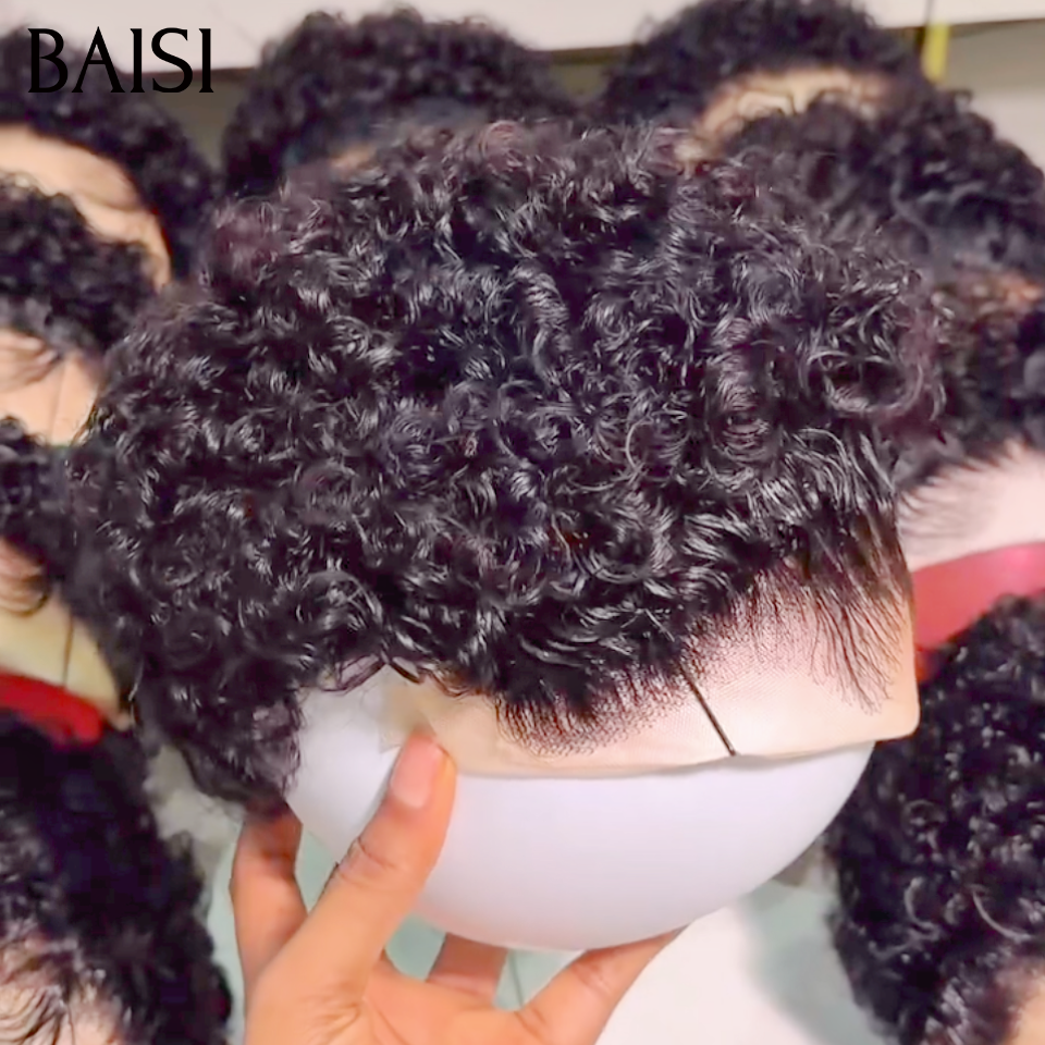 BAISI HAIR FR Perruque pixie courte curly frontale humains sans colle la meilleure perruque pour les vacances mettre très vite sans soucis prix en promotion 59€