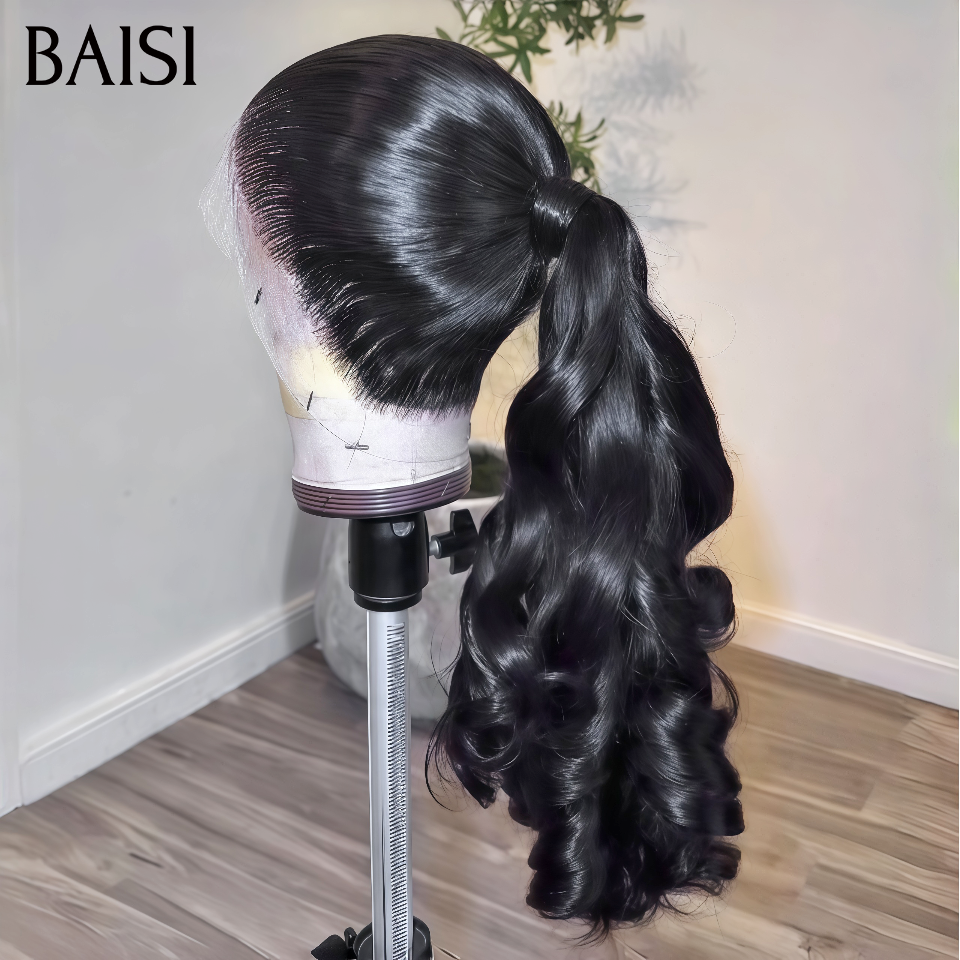 BAISI PROMOTION Perruque Lace 360 Loose Wave Attaché Queue de Cheval ou Chignon et/ou 13X4 lace frontal Loose Wave 24pouces et/ou 2 Perruques 20 pouces curly wave+lisse en 100% Cheveux Humains Moitié Prix CODEMP50