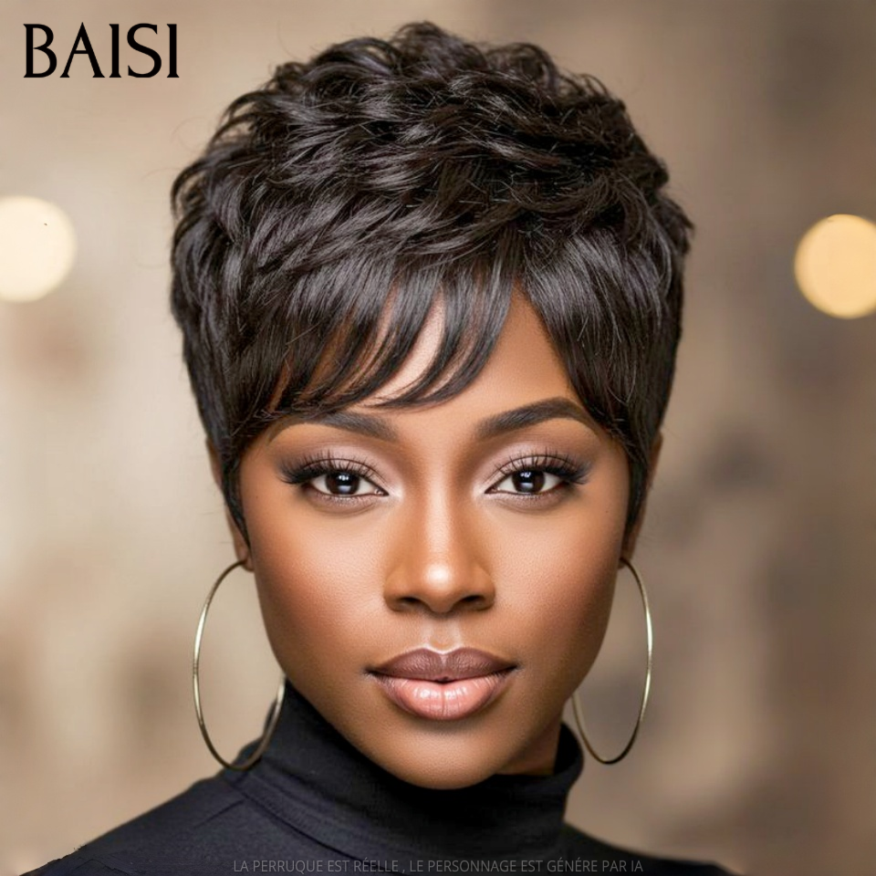 BAISI HAIR FR 4 Perruques Petite Coupe 100€ Changer de Look Tous les Jours en 100% Cheveux Humains