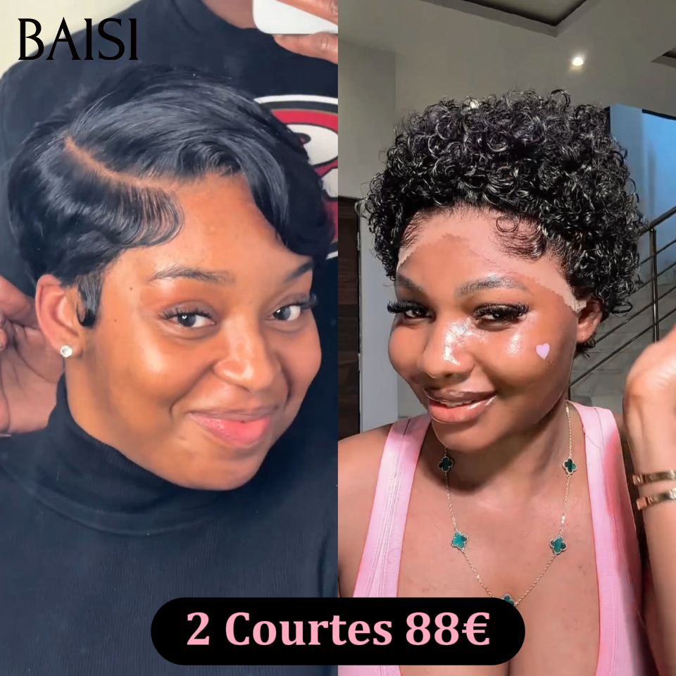 BAISI 2 perucas bob 149€ 4X4 lace castanho e 2X6 preto em 100% cabelo humano verdadeiro