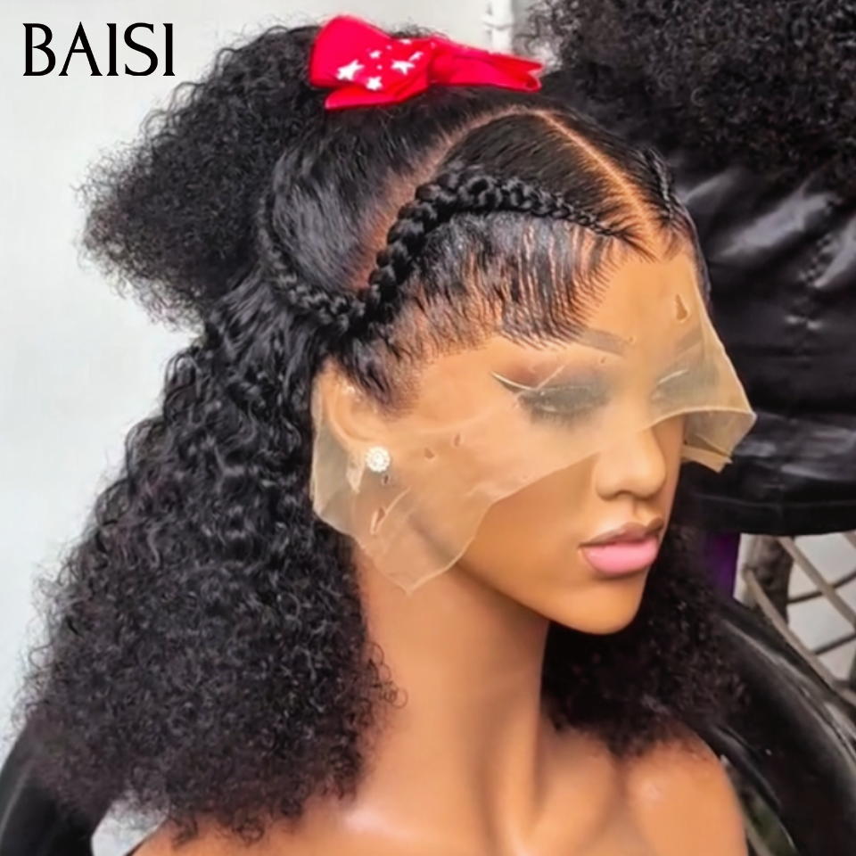 Perruque Curly 13x4 lace frontale 16 pouces Coiffure en Nattes Très A la Mode Prêt à Porter de tous les Jours Pratique et Efficace en 100% Cheveux Humains