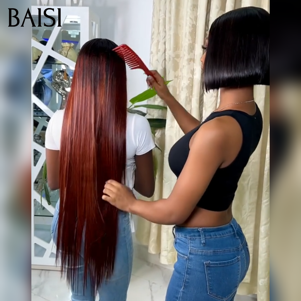 BAISI 4x4 Straight Bob Wig in Black 8 and 14 Inches in 100% Human Hair
