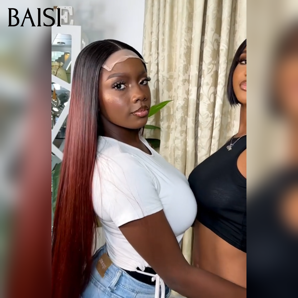 BAISI 4x4 Straight Bob Wig in Black 8 and 14 Inches in 100% Human Hair