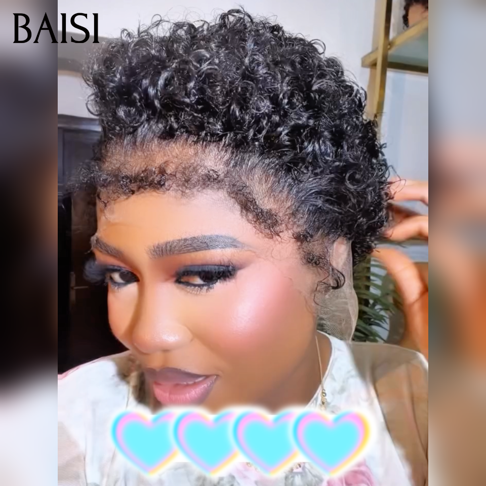 BAISI Pixie Curly En 13x4 Lace avec Cheveux de Bébé Texture Bouclée 69€ En 100% Cheveux Humains