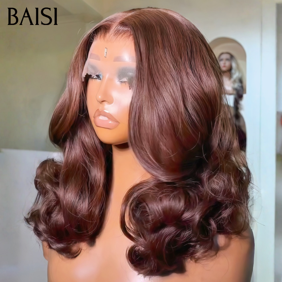 BAISI 13X4 Perruques de Luxe Egg Wave Noir 20 pouces 185€ Ou Egg Wave Marron 14 pouces 129€ 300%densité A1 Fabriquées par les cheveux double drawn en 100% Cheveux Humains BS65