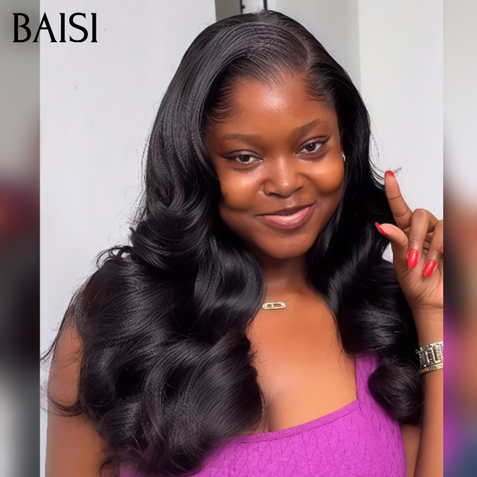 BAISI Lot de 2 Perruques 18 pouce 179€ 4x4 lace closure Body wave et Lisse en 100% Raw Hair