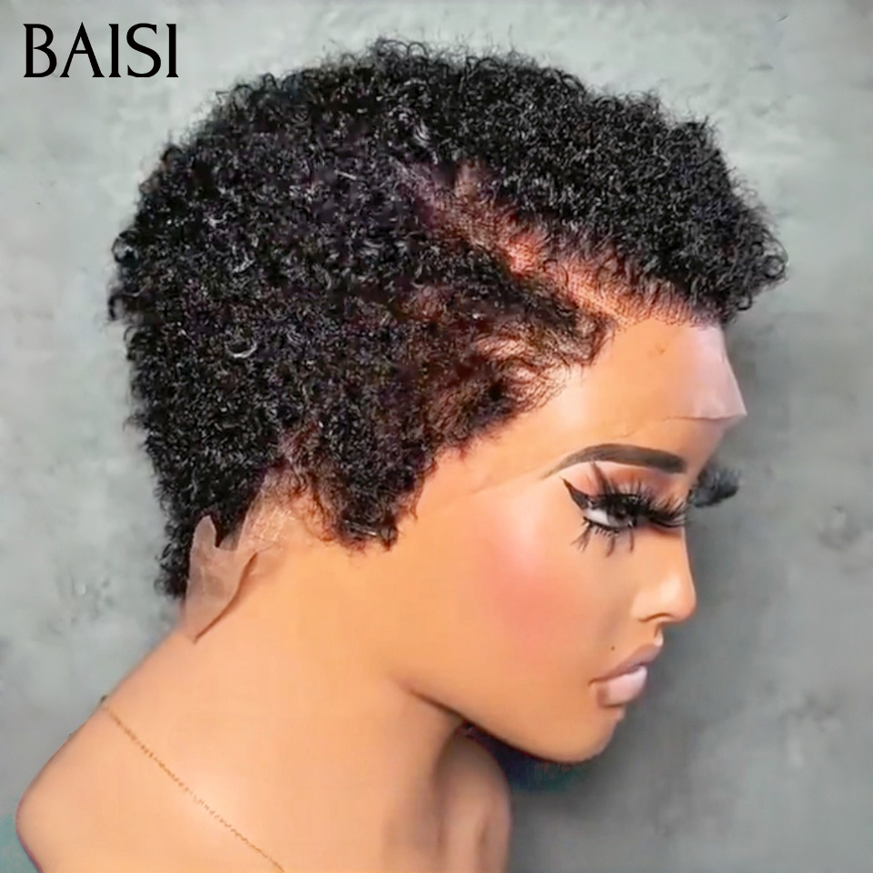 BAISI frontal em renda 13x4 ondulado encaracolado 49€ ou GRANDES SALDOS Pixie #905 afro encaracolado 69€ 2 perucas Pixie Lace Frontal 139€ em 100% cabelo humano