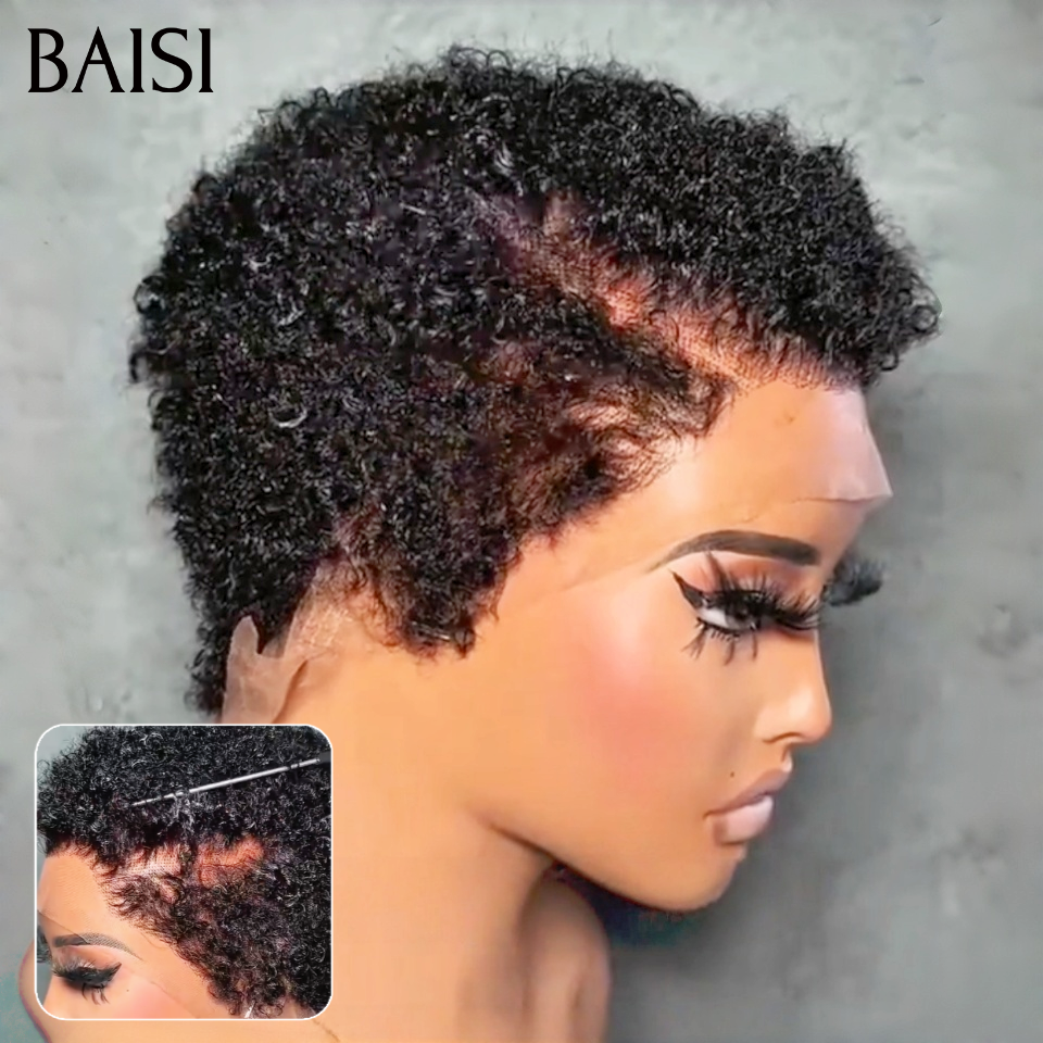 BAISI frontal em renda 13x4 ondulado encaracolado 49€ ou GRANDES SALDOS Pixie #905 afro encaracolado 69€ 2 perucas Pixie Lace Frontal 139€ em 100% cabelo humano