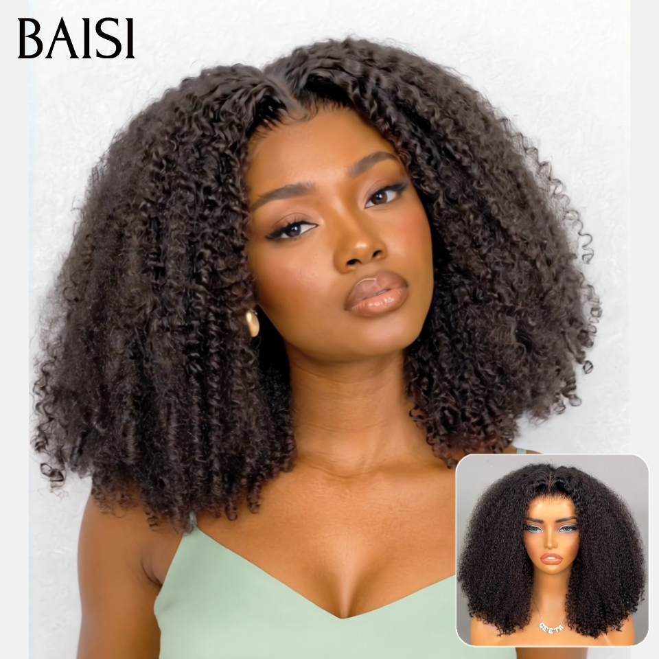 BAISI 2 Wigs WITHOUT glue Body wave and curly wave to resell €275 18 inches in 100% real human hair VIP100