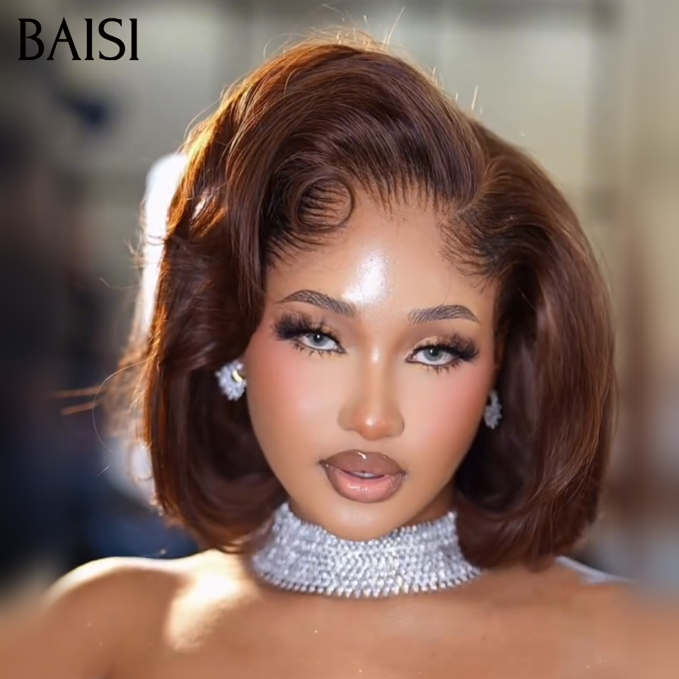 BAISI 15A SDD BONE STRAIGHT 300% densità 13X4 Parrucche di lusso a caschetto dritto A1 Realizzate con capelli doppiamente disegnati