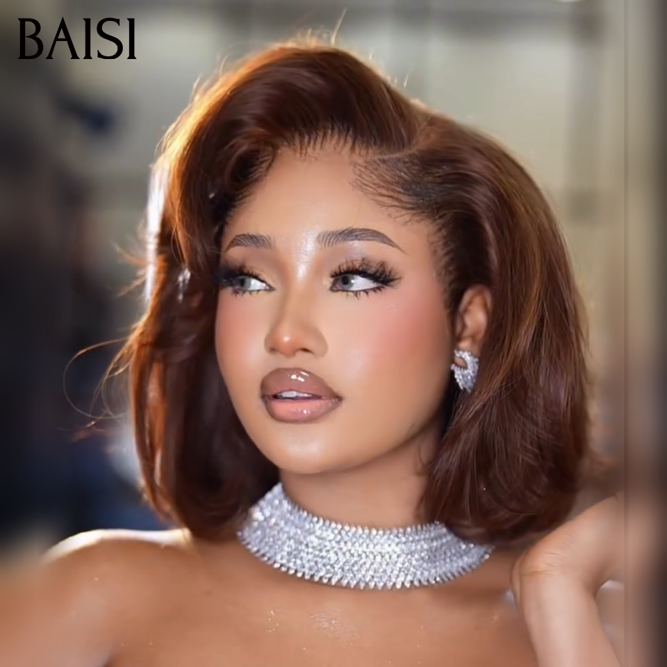 BAISI 15A SDD BONE STRAIGHT 300% densità 13X4 Parrucche di lusso a caschetto dritto A1 Realizzate con capelli doppiamente disegnati