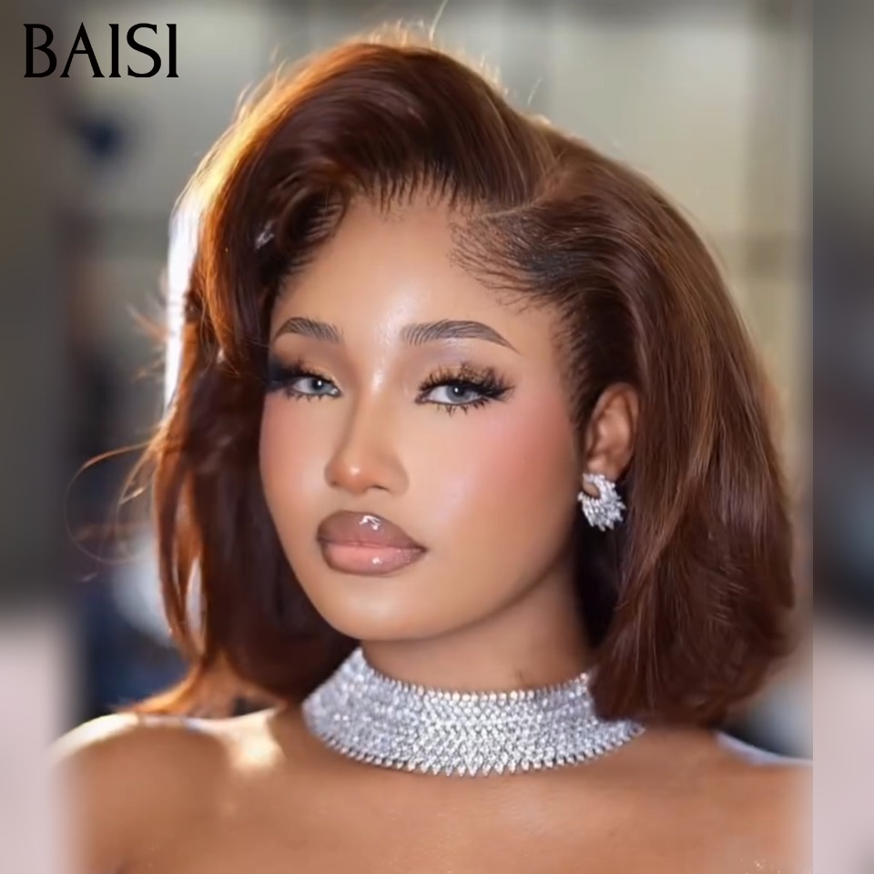 BAISI 15A SDD BONE STRAIGHT 300% densità 13X4 Parrucche di lusso a caschetto dritto A1 Realizzate con capelli doppiamente disegnati