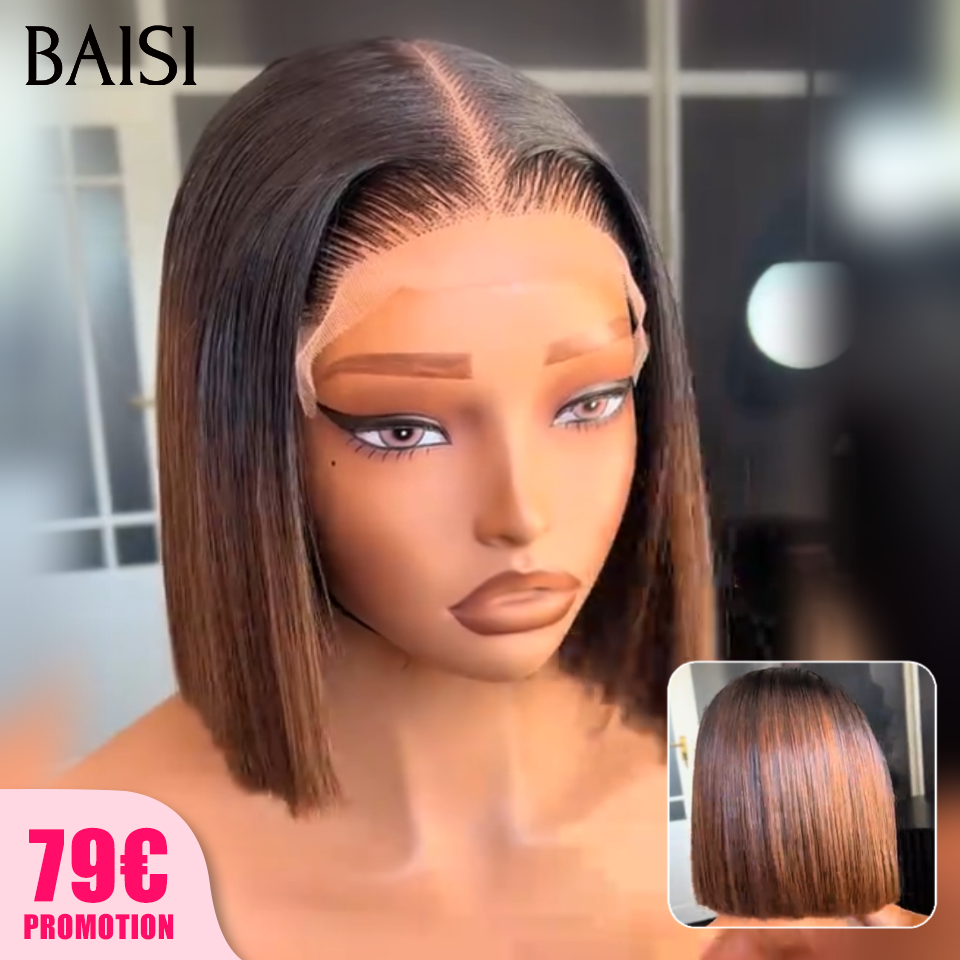 BAISI 15A SDD BONE STRAIGHT 300% densità 13X4 Parrucche di lusso a caschetto dritto A1 Realizzate con capelli doppiamente disegnati