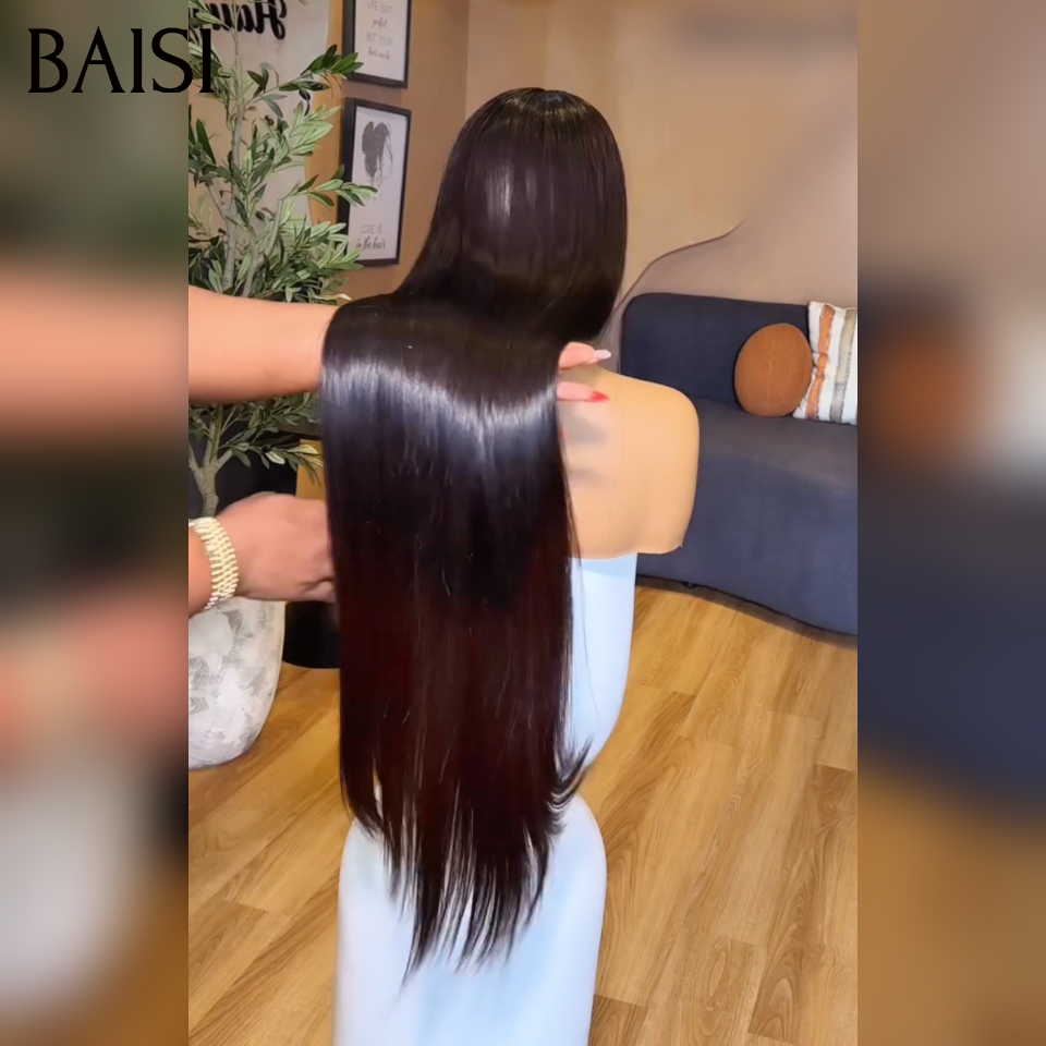 BAISI 2X6 Luxury Wigs 100% Vietnam Hair Straight in Brown and Black color 1BT30# 300% density more than 20 years of use A1 Made by hair double drawn virgin strands volume