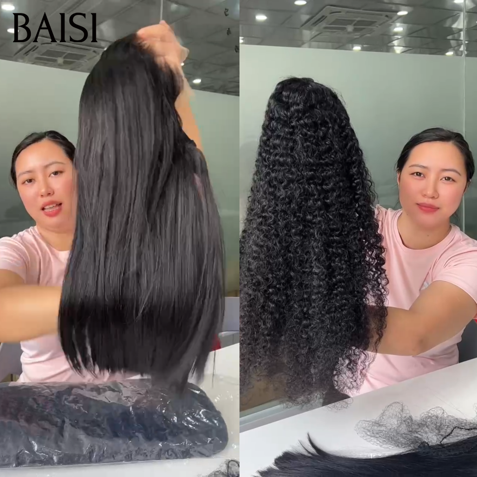 BAISI Perruque Longue 13X4 lace frontal Lisse ou Frisée 20Pouces Volume Bien Pleine Pour Sois ou Pour Revendre En 100% Cheveux Humains