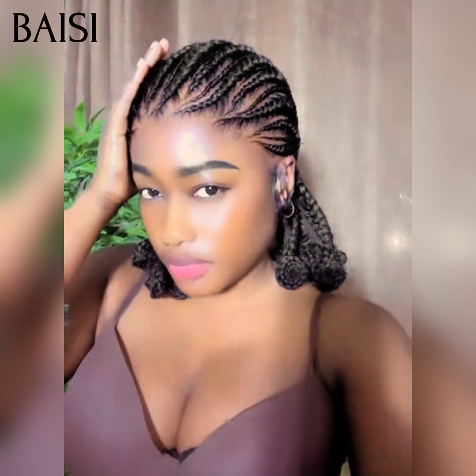 BAISI Perruques Full Lace 159€ avec coiffure double natte à la Mode Perruque Respirante et Elégante En 100% cheveux humains