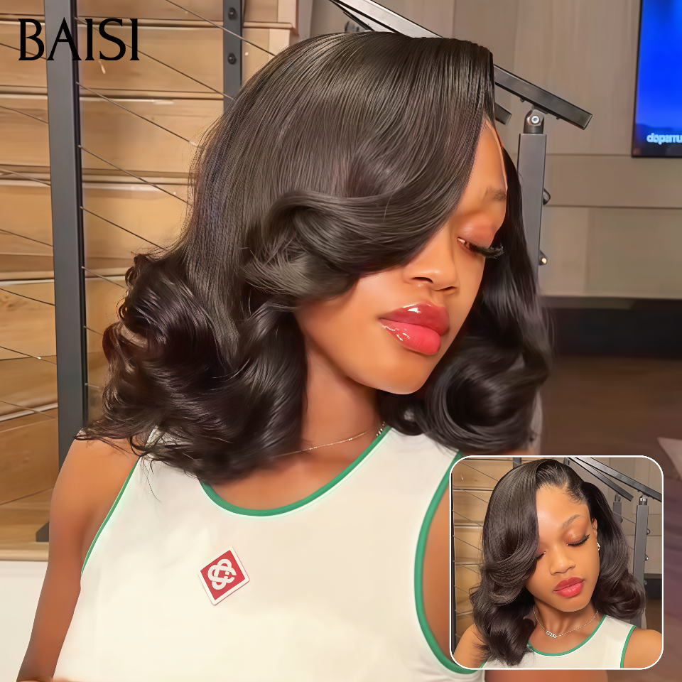 BAISI 13x4 Lace Perruque Bob Body wave 14 Pouces 129€ Seulement 300% Densité Volume Pleine Look Irréprochable en 100% Cheveux Humains