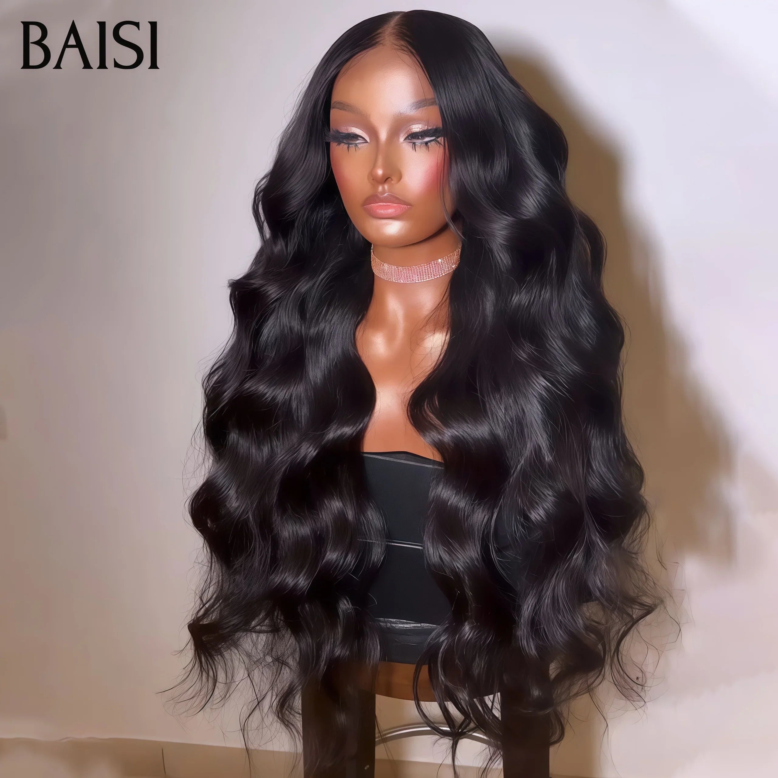 BAISI 4X4 lace closure Perruques pour revendre long Body wave couleur NOIR en 100% vrais cheveux humains