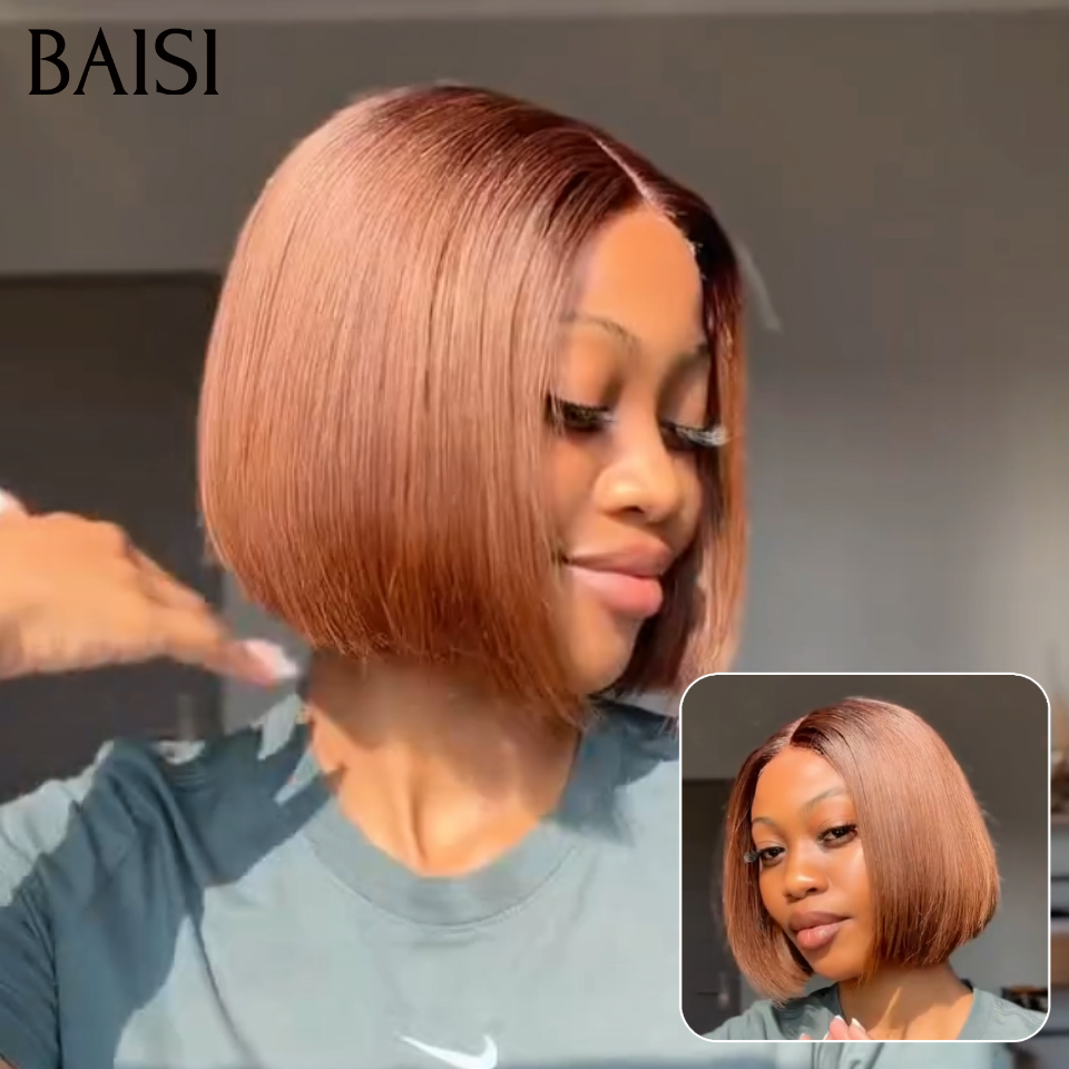 BAISI 6 Perruques 366€ 8 pouce 2X6 lace de luxe 100% Vietnam hair BOB Lisse 6 Couleurs NOIR ou 1BT99J ou 1BT4# ou P4/27# ou 4# ou 1BT30# ou en 100% Cheveux Humains BS65
