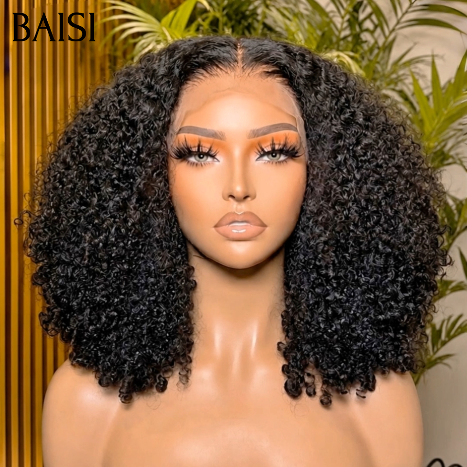 BAISI Lot de 3 perruques PROMOTION 259€ 4X4 lace closure 18 Pouces curly wave et body wave et lisse NOIR en 100% vrais cheveux humains