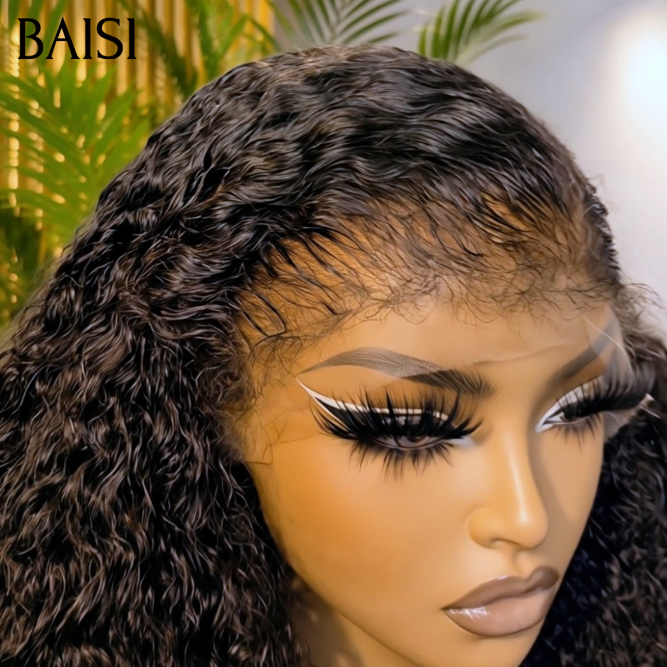 BAISI 4X6 lace perruque Curly en haut de gamme avec les Baby Hair naturel sans lace sans colle 100% vrais cheveux humains 4C Hairline