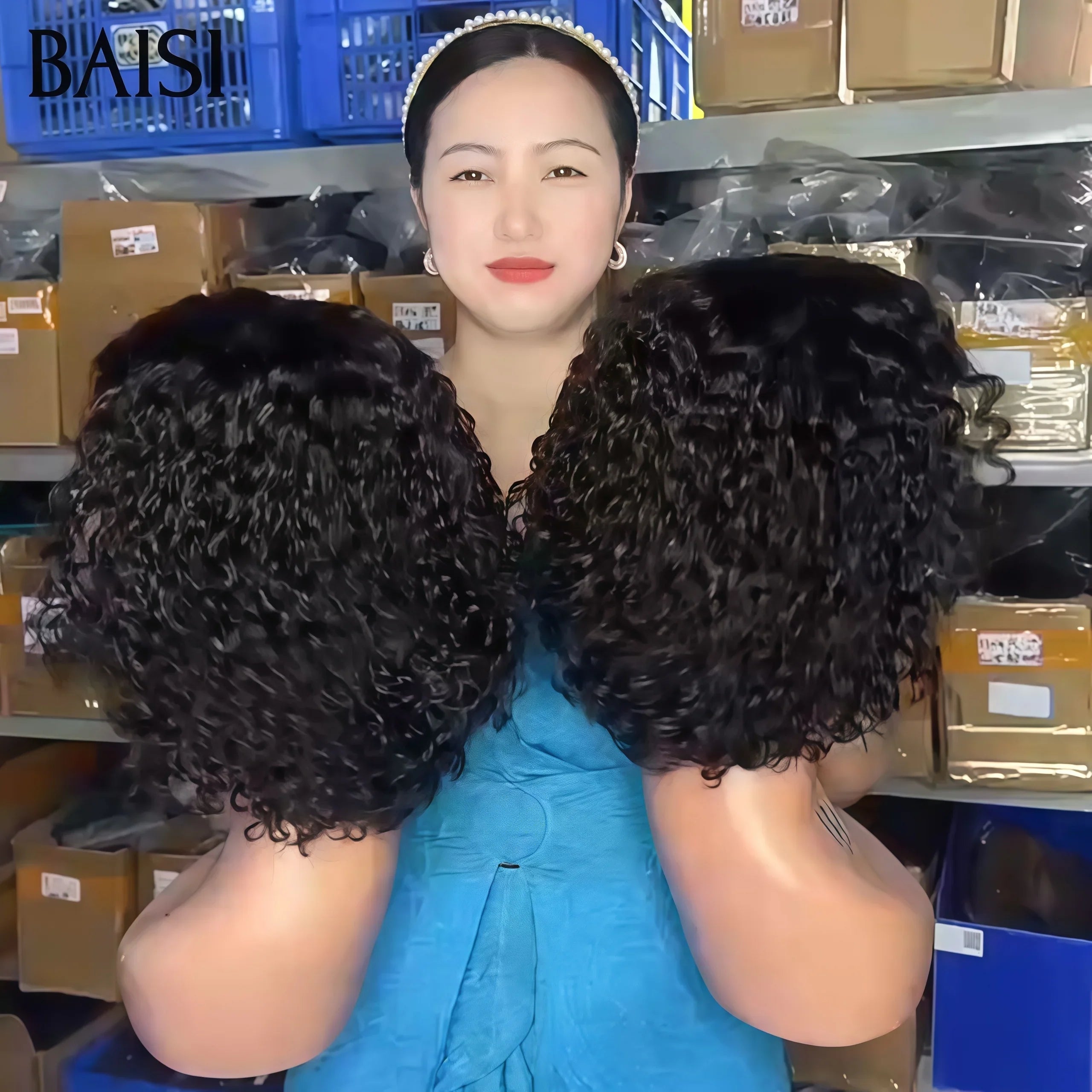 BAISI closure 4X4 lace perruque Bob Curly wave 10 Pouces 59€ en 100% cheveux humains FR38