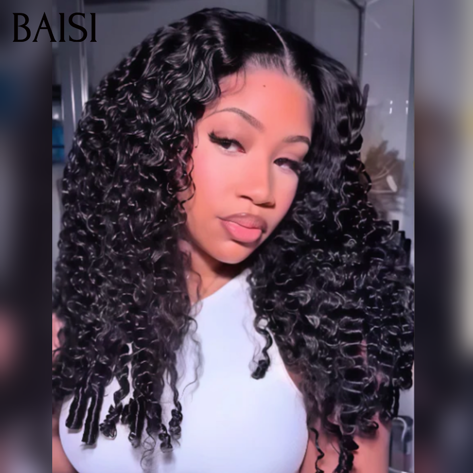BAISI Gagnez 2 au Prix de 1 promotion Moitié prix 13x4 lace frontal bouclé gris ou curly wave ou egg wave 100% Cheveux Humains