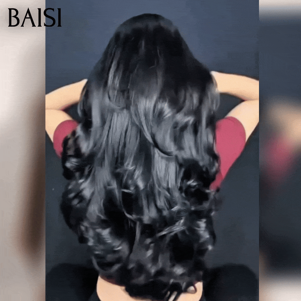 BAISI Acheter 30 pouce + 1 Gratuite ou Acheter 22 pouce + 1 Gratuite ou Acheter 16 pouce + 1 Gratuite sans colle sans lace facile à porter vrais cheveux humain