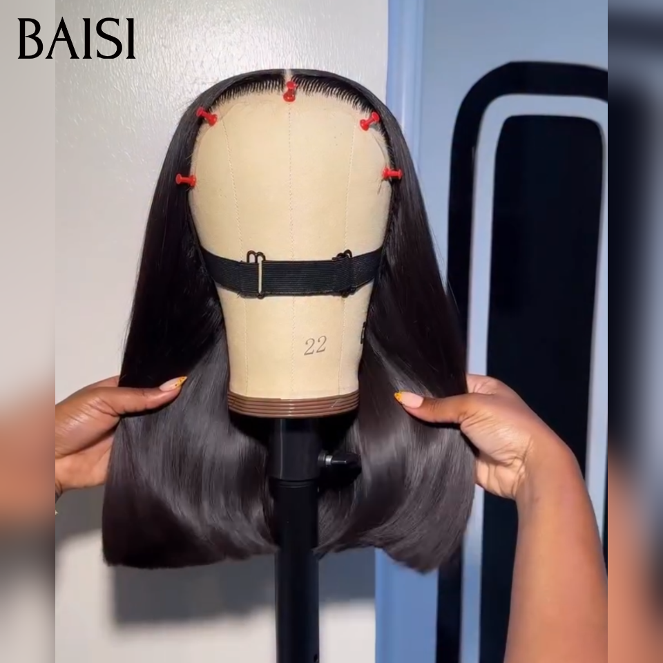 BAISI Perruque Bob de Luxe Viêtnam Hair 2X6 Lace Lisse Couleur Noir Taille 8 à 12 pouces Prix Abordable Garantie D'utilisation 20ans Deja En France Reçu 48H TVA 0€