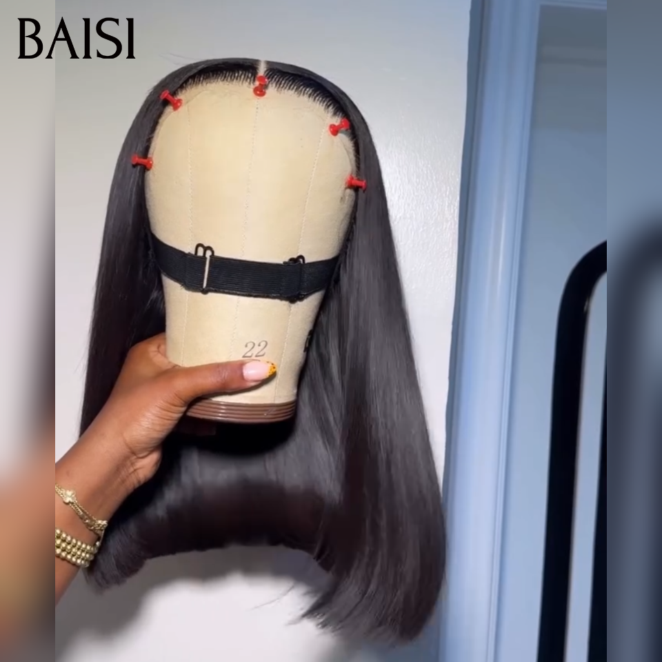 BAISI Perruque Bob de Luxe Viêtnam Hair 2X6 Lace Lisse Couleur Noir Taille 8 à 12 pouces Prix Abordable Garantie D'utilisation 20ans Deja En France Reçu 48H TVA 0€