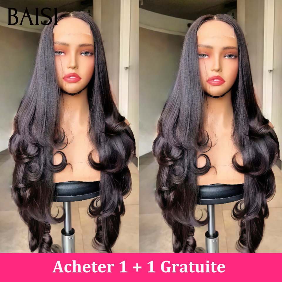 BAISI Achetez 1 + 1 Gratuite aujourd'hui Moitié prix lisse frange cheveux vietnamiens 8 pouce ou curly wave bordeaux frontale 14 pouces ou body wave frontale 22 Pouces 100% Cheveux brésiliens