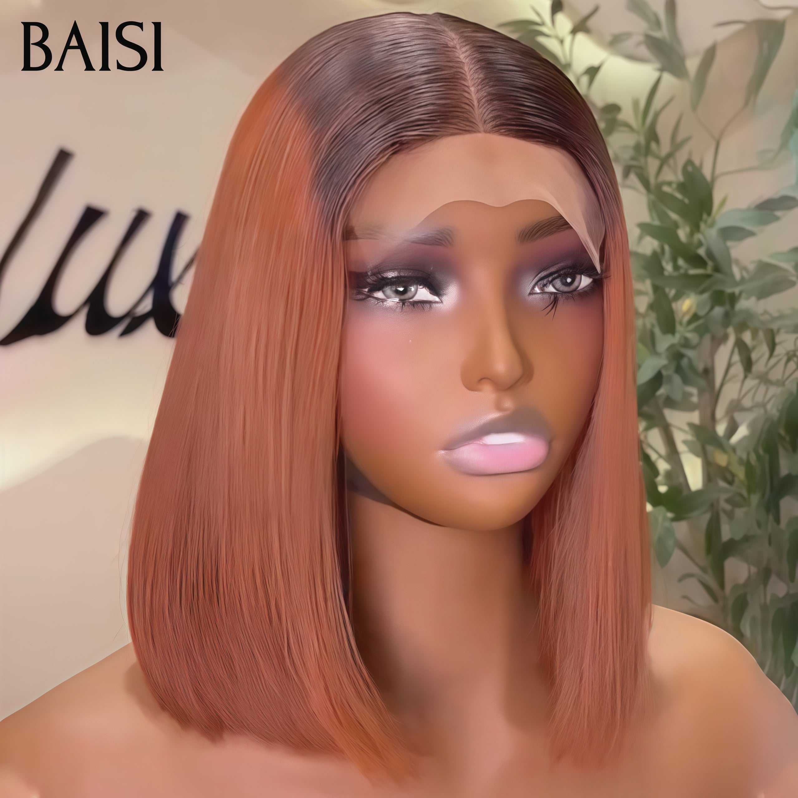 BAISI lace Perruque Lisse Couleurs personnalisées 4T30# Marron 10 Pouces Closure 75€ en 100% Cheveux Humains