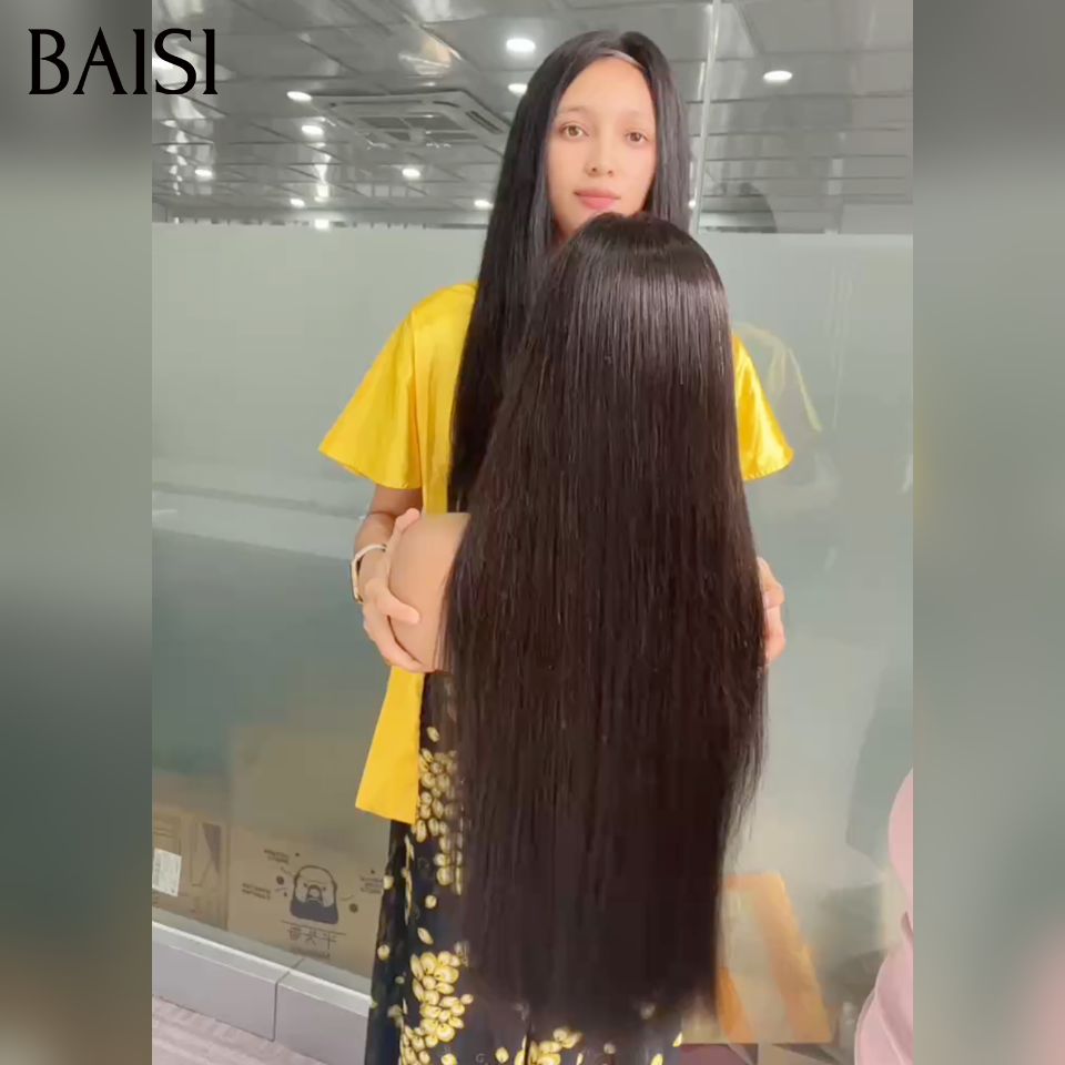 BAISI Peruca lisa 13x4 lace frontal em cor preta 20 polegadas 100€ em 100% cabelo humano