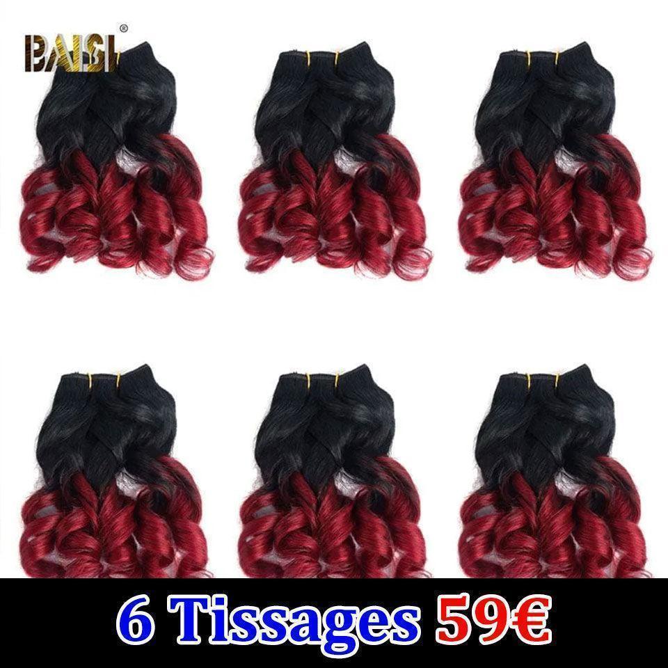 BAISI 6 Tissages Cheveux Vierges Loose Wave 59€ en Couleur NOIR rouge en 100% cheveux humains