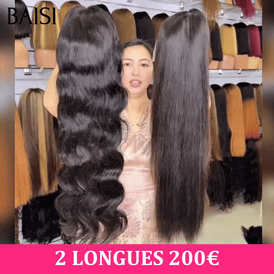 BAISI 13x4 Lace 2 Perruques 200€ Seulement Prix Spécial Pour Revendre Texture Lisse 24 Pouces + Body wave 22 Pouces NOIR 200% densité en 100% cheveux humains Stocks Limités Deja En France Reçu 24H TVA 0€
