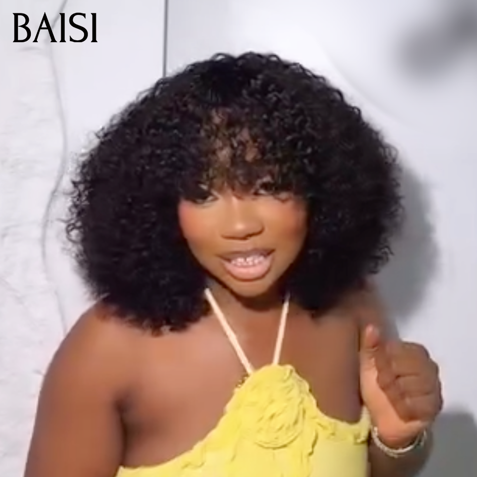 BAISI 13X4 Wig 2 Wigs 128€ Afro Curly for resale 90€ Black or 33# in 100% real human hair MP50