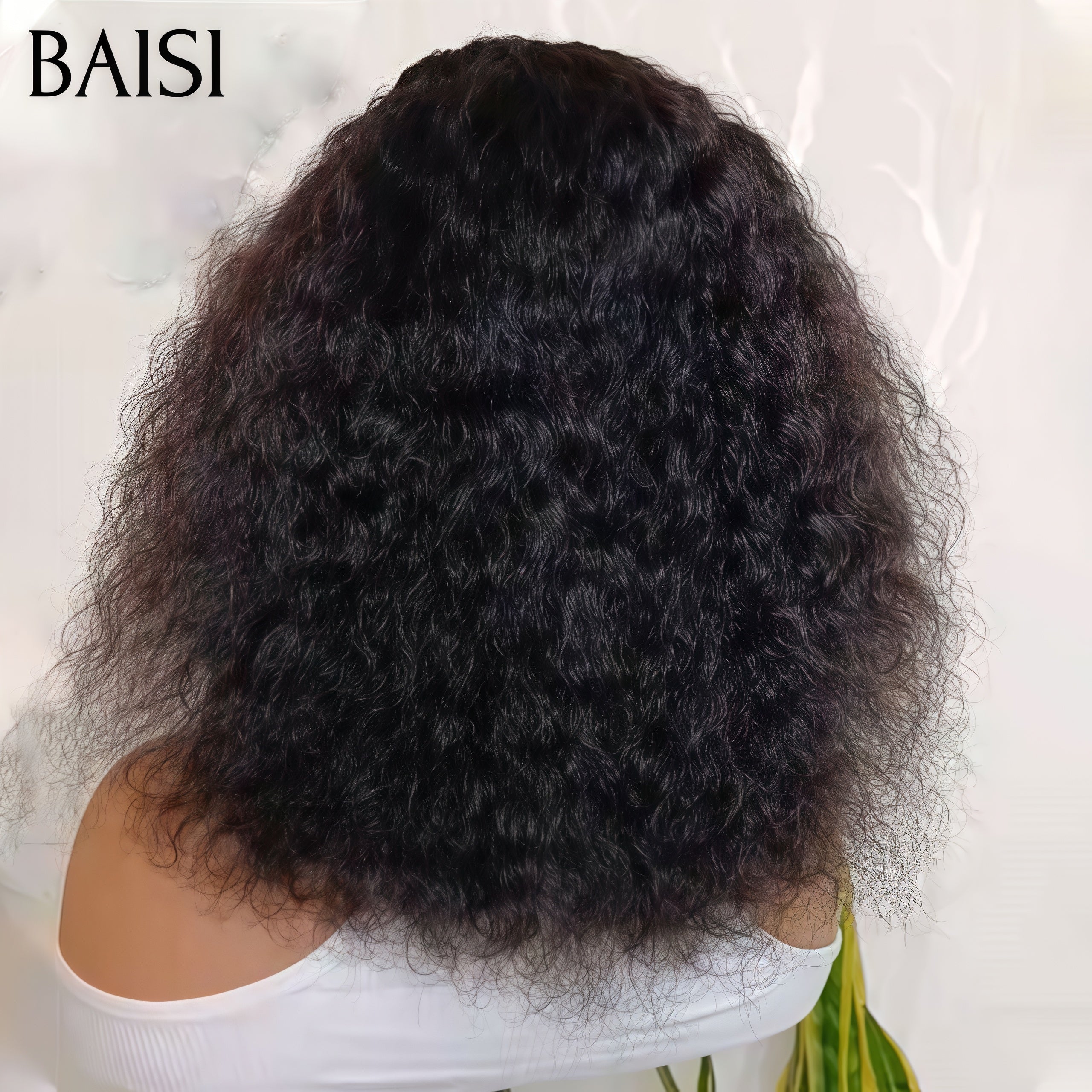 BAISI 13x4 lace frontal Perruque Bob Curly wave pour revendre Noir 14 Pouces en 100% Cheveux Humains