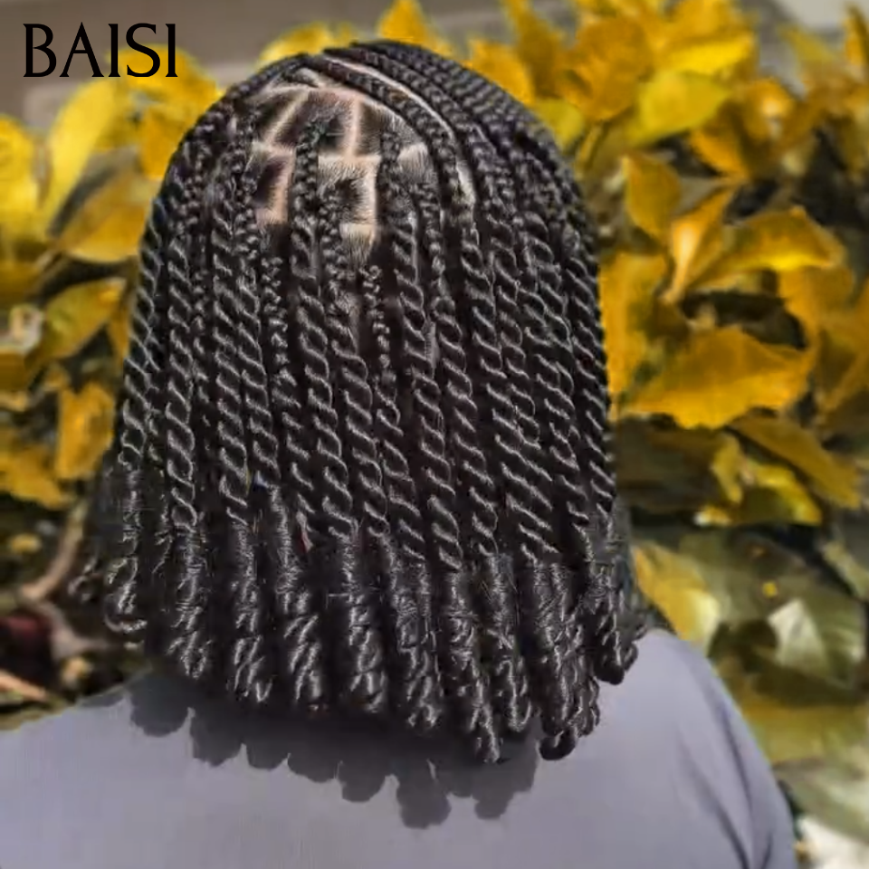 BAISI Full Lace Perruque Bob Coiffée Style En Nattes Mimosa 149€ Seulement Contre Chaleur Authentique Prix Abordable en 100% Cheveux Humains