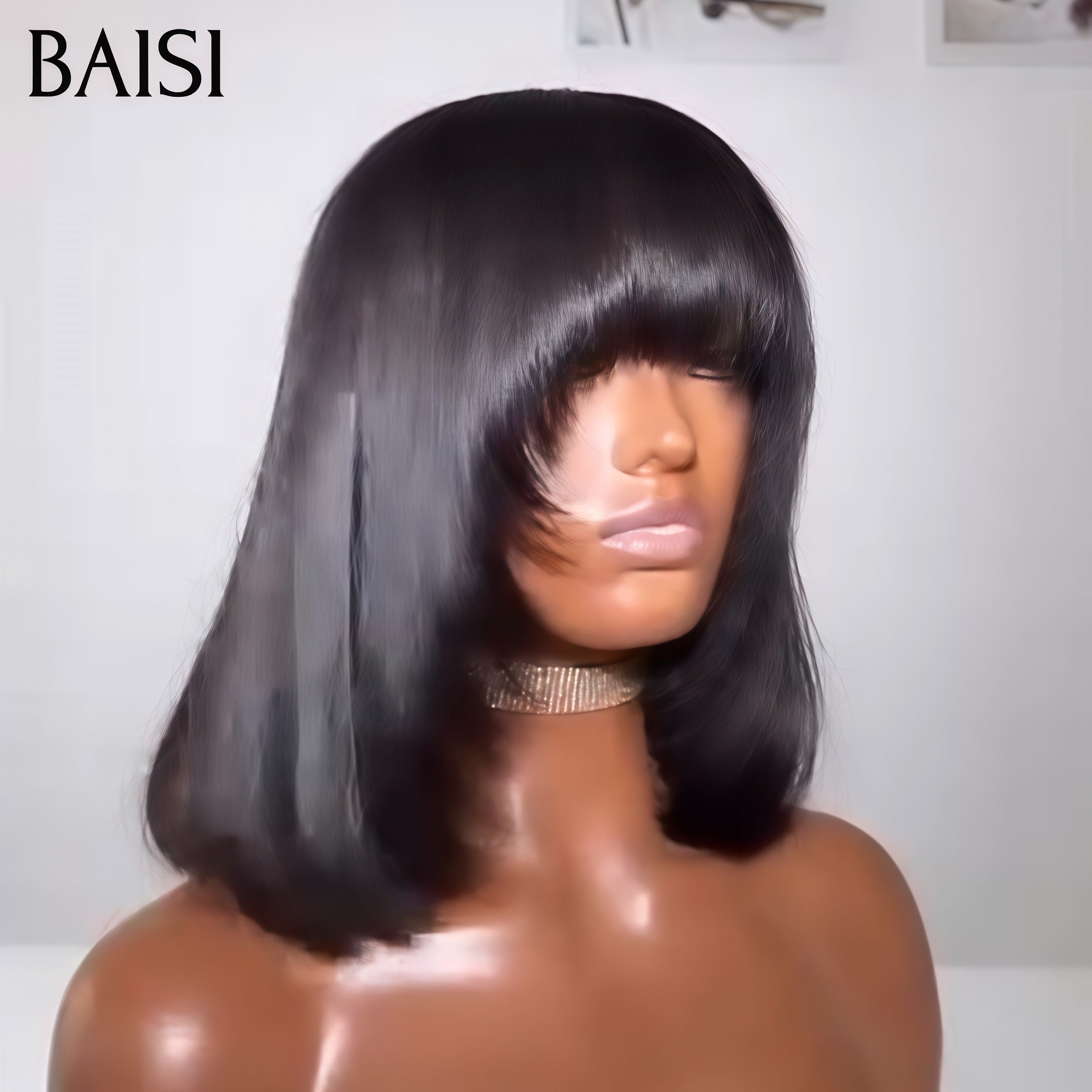 BAISI Flash Offer PROMO 59€ Perruque 2X4 lace Bob Lisse avec Frange 8 Pouces en Noir ou SDD bone straight Vietnam Hair 10 pouce 85€ en 100% Cheveux Humains