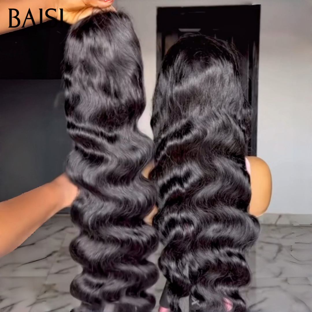 BAISI Acquista almeno 2 parrucche al prezzo di fabbrica fornitore 13x6 Lace Frontal Parrucca body wave in 100% Raw Hair (non serve codice)