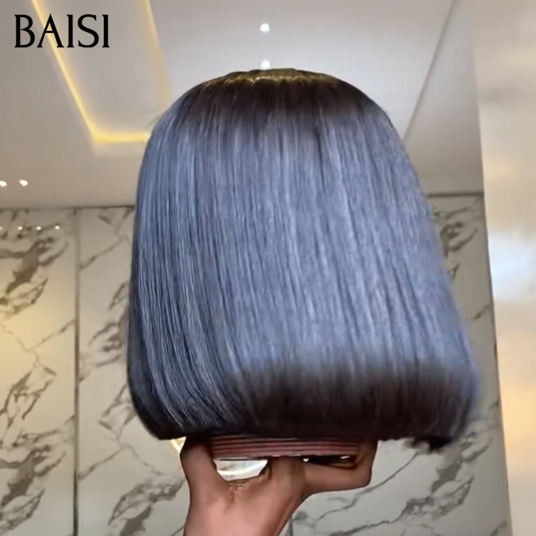 BAISI Perruques de Luxe Lisse avec Frange Fabriquées par les cheveux double drawn avec la raie naturel au mileux B Vietnam Hair 250% densité plus de 20 ans d' utilisations MP50