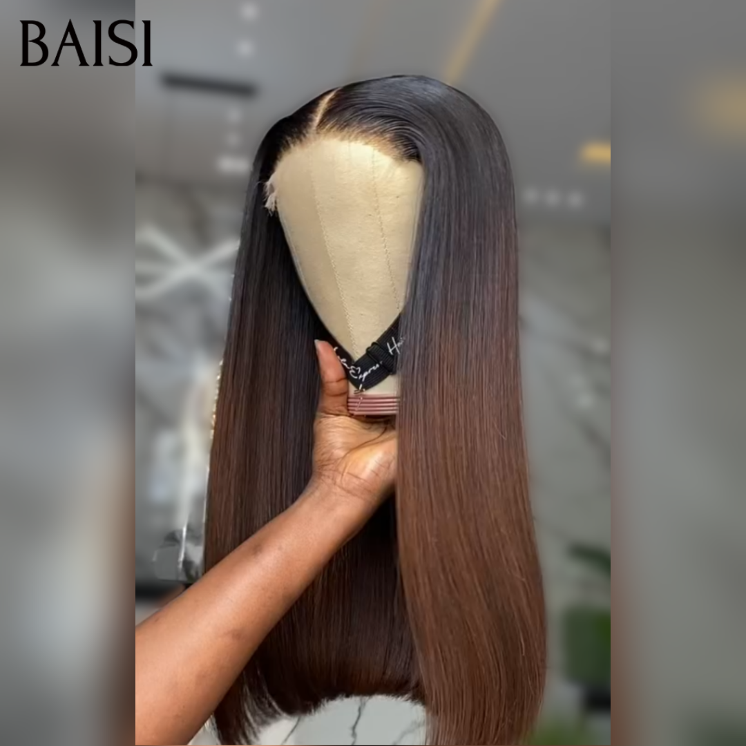 BAISI 2x6 Lace Perruque Bob Lisse 100% Vietnam Hair SDD BONE STRAIGHT Noir et Marron 1BT4# Coupe Carrée En 100% Cheveux Humains