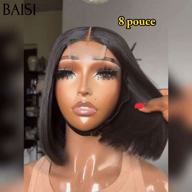 BAISI Parrucche di lusso Vietnam Hair 2X6 Lace Straight Black BOB Parrucca in capelli umani al 100% Vietnam Hair Densità del 300% oltre 20 anni di utilizzo