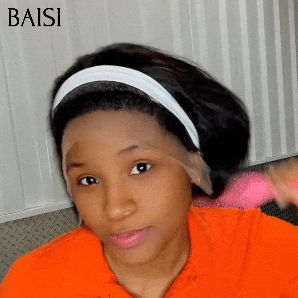 BAISI 13x4 Lace Frontal Perruque Pixie Courte Lisse 82€ Cheveux Très Bonne Qualité Couleur Noir Beaucoup de Volume en 100% Cheveux Humains