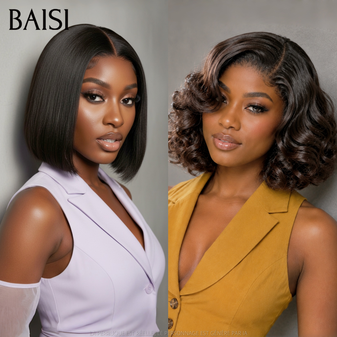 BAISI 2X6 lace 2 Perruques Lisse 8Pouces 79€ et Egg Wave 12Pouces 89€ 100% Vietnam Hair Excellente Qualité Déja en France en 100% Cheveux Humains
