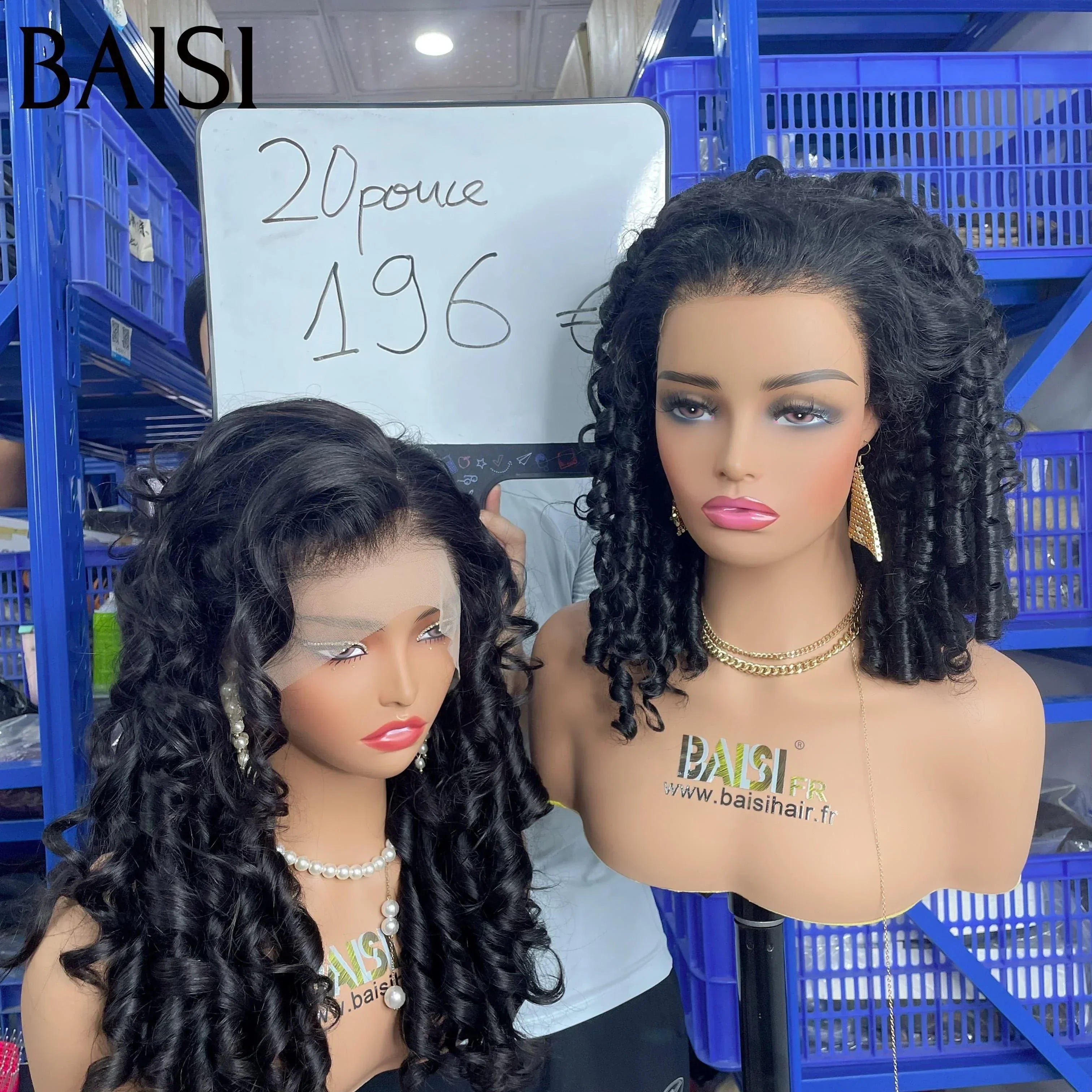 BAISI 13X4 Parrucche di lusso a onda sciolta 20 pollici 196€ in NERO Colore 300% densità A1 Realizzate con doppio volume di capelli vergini disegnati in capelli umani al 100%