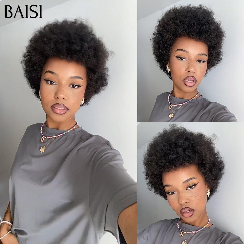BAISI perruque afro curl 8 Pouces 48€ en noir ou T part lisse blonde 613# 69€ en 100% vrais cheveux humains