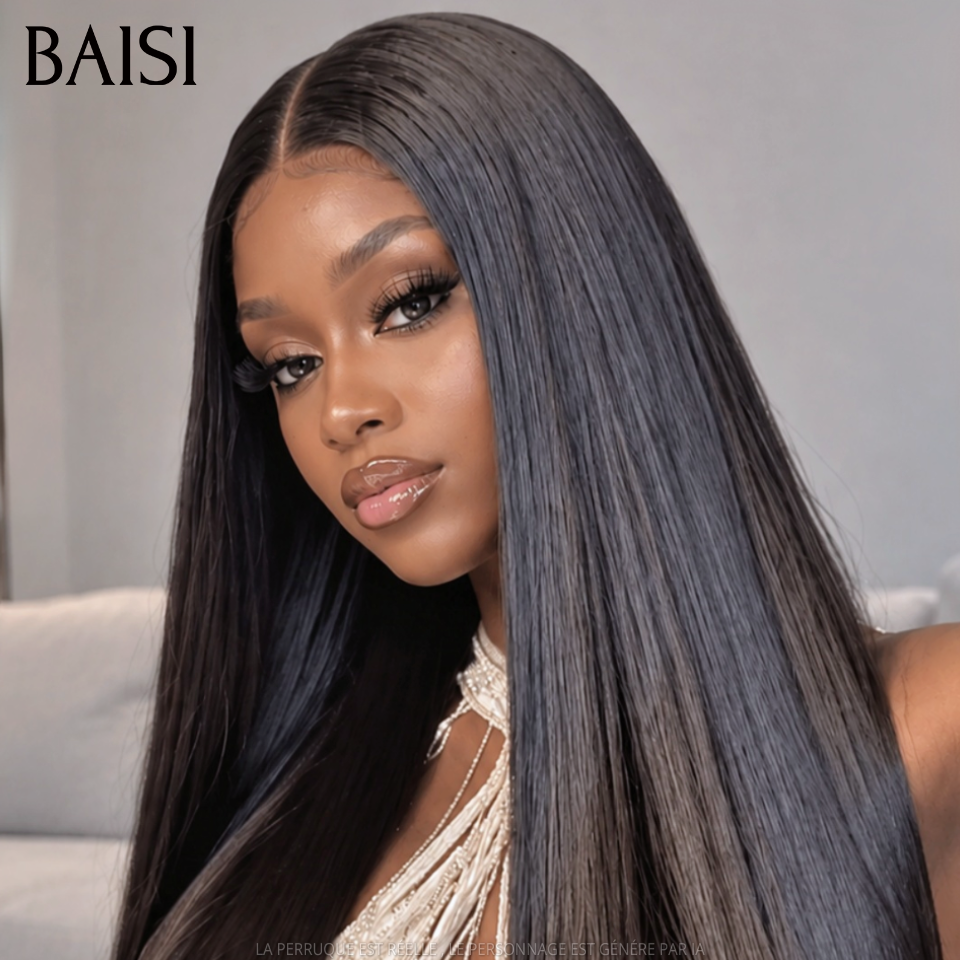 BAISI Conjunto de 2 perucas 20 polegadas 189€ preço acessível para revenda: 1 peruca lisa cor preta + 1 peruca body wave cor castanha em 100% cabelo humano