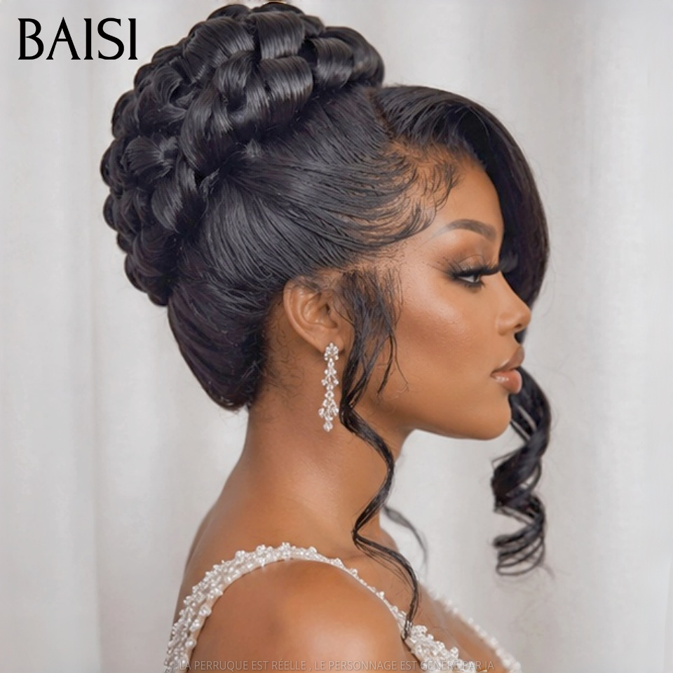 BAISI 13x4 Lace Perruques Mariage Prête à porter 288€ Coiffure de luxe Carmella chignon et personalisation comme sur la vidéo 100% identique pour mariage ou événement spécial