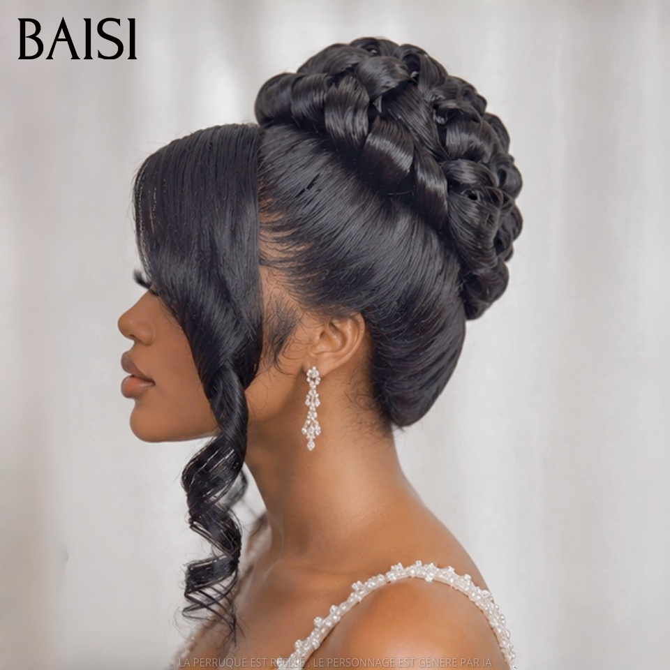 BAISI 13x4 Lace Perruques Mariage Prête à porter 288€ Coiffure de luxe Carmella chignon et personalisation comme sur la vidéo 100% identique pour mariage ou événement spécial